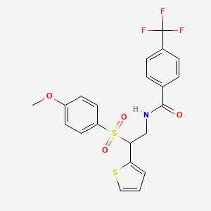 molecular formula C21H18F3NO4S2 B2483720 N-[2-(4-methoxybenzenesulfonyl)-2-(thiophen-2-yl)ethyl]-4-(trifluoromethyl)benzamide CAS No. 946297-96-7
