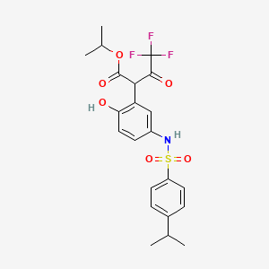 molecular formula C22H24F3NO6S B2483760 propan-2-yl 4,4,4-trifluoro-2-{2-hydroxy-5-[4-(propan-2-yl)benzenesulfonamido]phenyl}-3-oxobutanoate CAS No. 518032-92-3