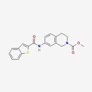 molecular formula C20H18N2O3S B2483764 methyl 7-(1-benzothiophene-2-amido)-1,2,3,4-tetrahydroisoquinoline-2-carboxylate CAS No. 2034266-45-8
