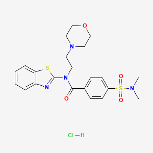 molecular formula C22H27ClN4O4S2 B2483785 N-(benzo[d]thiazol-2-yl)-4-(N,N-dimethylsulfamoyl)-N-(2-morpholinoethyl)benzamide hydrochloride CAS No. 1215712-84-7