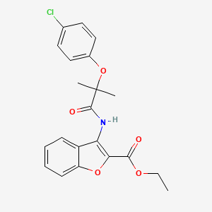 molecular formula C21H20ClNO5 B2483792 Ethyl 3-(2-(4-chlorophenoxy)-2-methylpropanamido)benzofuran-2-carboxylate CAS No. 847405-99-6