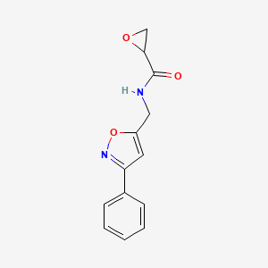 molecular formula C13H12N2O3 B2483796 N-[(3-Phenyl-1,2-oxazol-5-yl)methyl]oxirane-2-carboxamide CAS No. 2411302-62-8
