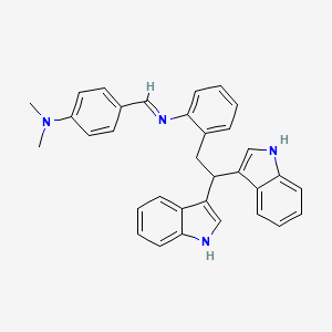molecular formula C33H30N4 B2483833 4-[[2-[2,2-bis(1H-indol-3-yl)ethyl]phenyl]iminomethyl]-N,N-dimethylaniline CAS No. 35150-41-5