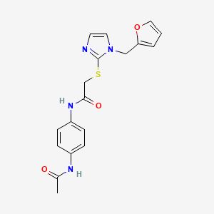 molecular formula C18H18N4O3S B2483854 N-(4-acetamidophenyl)-2-({1-[(furan-2-yl)methyl]-1H-imidazol-2-yl}sulfanyl)acetamide CAS No. 872594-24-6