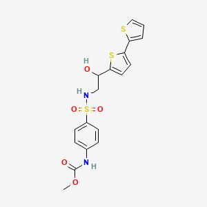 molecular formula C18H18N2O5S3 B2483898 methyl N-{4-[(2-{[2,2'-bithiophene]-5-yl}-2-hydroxyethyl)sulfamoyl]phenyl}carbamate CAS No. 2097862-50-3