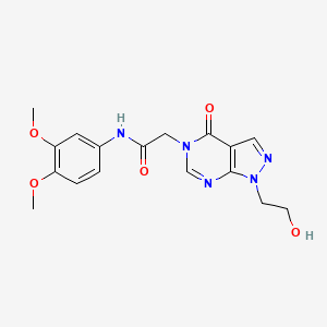 molecular formula C17H19N5O5 B2483906 N-(3,4-dimethoxyphenyl)-2-[1-(2-hydroxyethyl)-4-oxo-1H,4H,5H-pyrazolo[3,4-d]pyrimidin-5-yl]acetamide CAS No. 899971-39-2