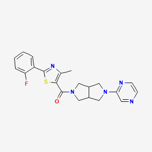 molecular formula C21H20FN5OS B2483922 2-{5-[2-(2-Fluorophenyl)-4-methyl-1,3-thiazole-5-carbonyl]-octahydropyrrolo[3,4-c]pyrrol-2-yl}pyrazine CAS No. 2415469-87-1