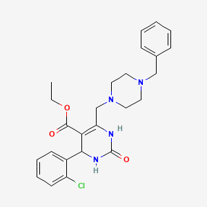 molecular formula C25H29ClN4O3 B2483936 Ethyl 6-[(4-benzylpiperazin-1-yl)methyl]-4-(2-chlorophenyl)-2-oxo-1,2,3,4-tetrahydropyrimidine-5-carboxylate CAS No. 1260621-88-2