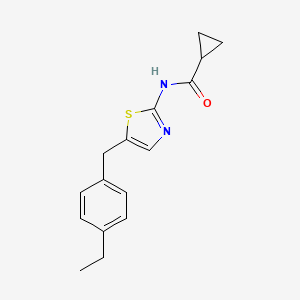 molecular formula C16H18N2OS B2483939 N-[5-(4-ethylbenzyl)-1,3-thiazol-2-yl]cyclopropanecarboxamide CAS No. 878677-76-0