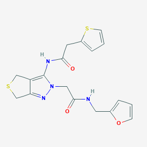 molecular formula C18H18N4O3S2 B2483943 N-(furan-2-ylmethyl)-2-(3-(2-(thiophen-2-yl)acetamido)-4,6-dihydro-2H-thieno[3,4-c]pyrazol-2-yl)acetamide CAS No. 1105206-71-0