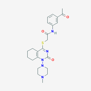 molecular formula C23H29N5O3S B2483995 N-(3-acetylphenyl)-2-((1-(4-methylpiperazin-1-yl)-2-oxo-1,2,5,6,7,8-hexahydroquinazolin-4-yl)thio)acetamide CAS No. 899993-20-5