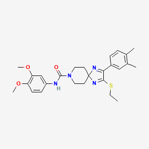 molecular formula C26H32N4O3S B2484034 N-(3,4-dimethoxyphenyl)-2-(3,4-dimethylphenyl)-3-(ethylthio)-1,4,8-triazaspiro[4.5]deca-1,3-diene-8-carboxamide CAS No. 1358528-49-0