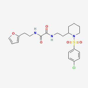 molecular formula C21H26ClN3O5S B2484056 N'-{2-[1-(4-chlorobenzenesulfonyl)piperidin-2-yl]ethyl}-N-[2-(furan-2-yl)ethyl]ethanediamide CAS No. 898406-77-4
