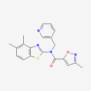 molecular formula C20H18N4O2S B2484069 N-(4,5-dimethylbenzo[d]thiazol-2-yl)-3-methyl-N-(pyridin-3-ylmethyl)isoxazole-5-carboxamide CAS No. 946285-41-2