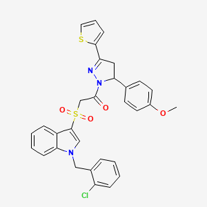 B2484080 2-((1-(2-chlorobenzyl)-1H-indol-3-yl)sulfonyl)-1-(5-(4-methoxyphenyl)-3-(thiophen-2-yl)-4,5-dihydro-1H-pyrazol-1-yl)ethanone CAS No. 686749-13-3