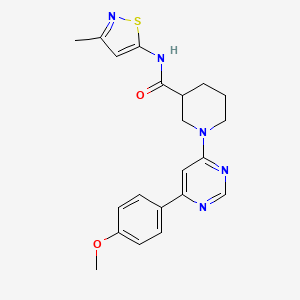 molecular formula C21H23N5O2S B2484086 1-[6-(4-methoxyphenyl)pyrimidin-4-yl]-N-(3-methyl-1,2-thiazol-5-yl)piperidine-3-carboxamide CAS No. 1396848-33-1