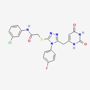 molecular formula C21H16ClFN6O3S B2484096 N-(3-chlorophenyl)-2-({5-[(2,6-dioxo-1,2,3,6-tetrahydropyrimidin-4-yl)methyl]-4-(4-fluorophenyl)-4H-1,2,4-triazol-3-yl}sulfanyl)acetamide CAS No. 852154-12-2