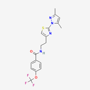 molecular formula C18H17F3N4O2S B2484100 N-(2-(2-(3,5-dimethyl-1H-pyrazol-1-yl)thiazol-4-yl)ethyl)-4-(trifluoromethoxy)benzamide CAS No. 1421499-09-3