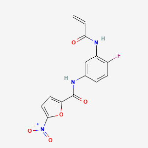 molecular formula C14H10FN3O5 B2484124 N-[4-Fluoro-3-(prop-2-enoylamino)phenyl]-5-nitrofuran-2-carboxamide CAS No. 2361838-71-1