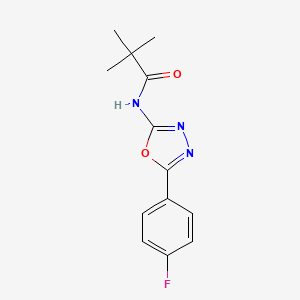 molecular formula C13H14FN3O2 B2484141 N-[5-(4-fluorophenyl)-1,3,4-oxadiazol-2-yl]-2,2-dimethylpropanamide CAS No. 256325-53-8