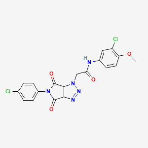 molecular formula C19H15Cl2N5O4 B2484145 N-(3-chloro-4-methoxyphenyl)-2-[5-(4-chlorophenyl)-4,6-dioxo-1H,3aH,4H,5H,6H,6aH-pyrrolo[3,4-d][1,2,3]triazol-1-yl]acetamide CAS No. 1052561-65-5