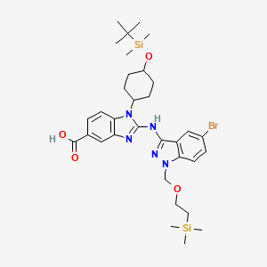 2-(5-bromo-1-((2-(trimethylsilyl)ethoxy)methyl)-1H-indazol-3-ylamino)-1-((1r,4r)-4-(tert-butyldimethylsilyloxy)cyclohexyl)-1H-benzo[d]imidazole-5-carboxylic acid