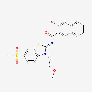 molecular formula C23H22N2O5S2 B2484170 (Z)-3-methoxy-N-(3-(2-methoxyethyl)-6-(methylsulfonyl)benzo[d]thiazol-2(3H)-ylidene)-2-naphthamide CAS No. 864977-44-6
