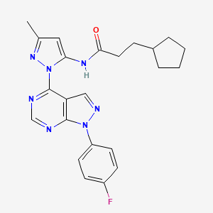 3-cyclopentyl-N-(1-(1-(4-fluorophenyl)-1H-pyrazolo[3,4-d]pyrimidin-4-yl)-3-methyl-1H-pyrazol-5-yl)propanamide
