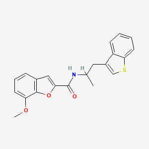 molecular formula C21H19NO3S B2484200 N-[1-(1-benzothiophen-3-yl)propan-2-yl]-7-methoxy-1-benzofuran-2-carboxamide CAS No. 2034317-09-2