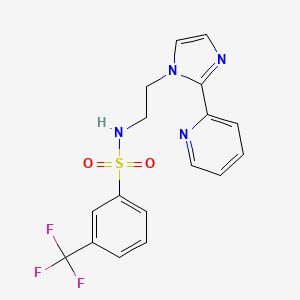 molecular formula C17H15F3N4O2S B2484221 N-(2-(2-(pyridin-2-yl)-1H-imidazol-1-yl)ethyl)-3-(trifluoromethyl)benzenesulfonamide CAS No. 2034234-11-0