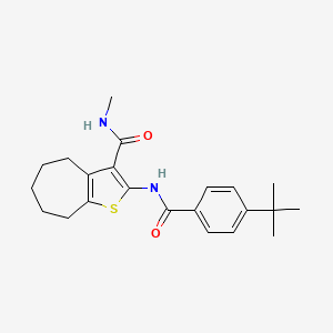 molecular formula C22H28N2O2S B2484222 2-(4-(tert-butyl)benzamido)-N-methyl-5,6,7,8-tetrahydro-4H-cyclohepta[b]thiophene-3-carboxamide CAS No. 893096-36-1