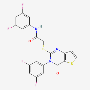 molecular formula C20H11F4N3O2S2 B2484232 N-(3,5-difluorophenyl)-2-((3-(3,5-difluorophenyl)-4-oxo-3,4-dihydrothieno[3,2-d]pyrimidin-2-yl)thio)acetamide CAS No. 1794845-81-0