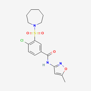molecular formula C17H20ClN3O4S B2484237 3-(azepan-1-ylsulfonyl)-4-chloro-N-(5-methyl-1,2-oxazol-3-yl)benzamide CAS No. 838880-58-3