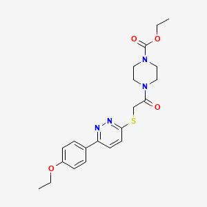 molecular formula C21H26N4O4S B2484242 Ethyl 4-(2-((6-(4-ethoxyphenyl)pyridazin-3-yl)thio)acetyl)piperazine-1-carboxylate CAS No. 894000-96-5