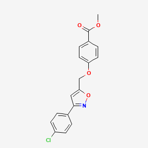 molecular formula C18H14ClNO4 B2484248 Methyl 4-{[3-(4-chlorophenyl)-5-isoxazolyl]methoxy}benzenecarboxylate CAS No. 478066-49-8