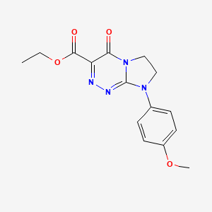molecular formula C15H16N4O4 B2484253 Ethyl 8-(4-methoxyphenyl)-4-oxo-4,6,7,8-tetrahydroimidazo[2,1-c][1,2,4]triazine-3-carboxylate CAS No. 896743-73-0