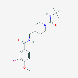 molecular formula C19H28FN3O3 B2484263 N-(tert-butyl)-4-((3-fluoro-4-methoxybenzamido)methyl)piperidine-1-carboxamide CAS No. 1797613-54-7