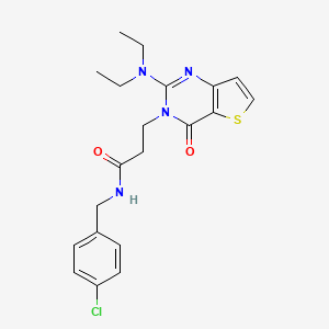 molecular formula C20H23ClN4O2S B2484308 N-[(4-chlorophenyl)methyl]-3-[2-(diethylamino)-4-oxo-3H,4H-thieno[3,2-d]pyrimidin-3-yl]propanamide CAS No. 1112418-06-0