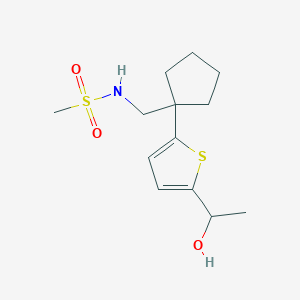 molecular formula C13H21NO3S2 B2484337 N-((1-(5-(1-hydroxyethyl)thiophen-2-yl)cyclopentyl)methyl)methanesulfonamide CAS No. 2034599-24-9