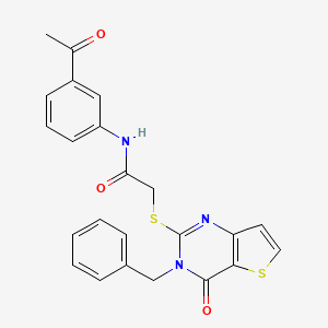 molecular formula C23H19N3O3S2 B2484354 N-(3-acetylphenyl)-2-({3-benzyl-4-oxo-3H,4H-thieno[3,2-d]pyrimidin-2-yl}sulfanyl)acetamide CAS No. 1252904-01-0