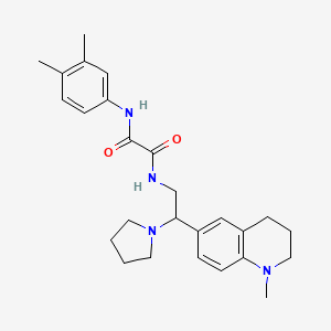 molecular formula C26H34N4O2 B2484380 N'-(3,4-dimethylphenyl)-N-[2-(1-methyl-1,2,3,4-tetrahydroquinolin-6-yl)-2-(pyrrolidin-1-yl)ethyl]ethanediamide CAS No. 922013-08-9