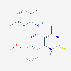 molecular formula C21H23N3O2S B2484387 N-(2,5-dimethylphenyl)-4-(3-methoxyphenyl)-6-methyl-2-sulfanylidene-1,2,3,4-tetrahydropyrimidine-5-carboxamide CAS No. 941944-35-0