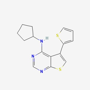 molecular formula C15H15N3S2 B2484389 N-cyclopentyl-5-(thiophen-2-yl)thieno[2,3-d]pyrimidin-4-amine CAS No. 708995-54-4
