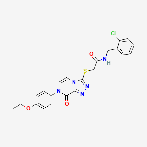 molecular formula C22H20ClN5O3S B2484403 N-[(2-chlorophenyl)methyl]-2-{[7-(4-ethoxyphenyl)-8-oxo-7H,8H-[1,2,4]triazolo[4,3-a]pyrazin-3-yl]sulfanyl}acetamide CAS No. 1223824-89-2