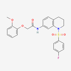 molecular formula C24H23FN2O5S B2484441 N-[1-(4-fluorobenzenesulfonyl)-1,2,3,4-tetrahydroquinolin-7-yl]-2-(2-methoxyphenoxy)acetamide CAS No. 1005300-40-2