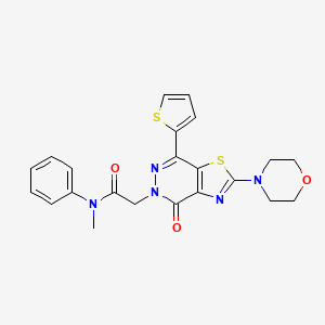 molecular formula C22H21N5O3S2 B2484460 N-methyl-2-(2-morpholino-4-oxo-7-(thiophen-2-yl)thiazolo[4,5-d]pyridazin-5(4H)-yl)-N-phenylacetamide CAS No. 1021078-38-5
