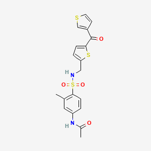 molecular formula C19H18N2O4S3 B2484487 N-(3-methyl-4-(N-((5-(thiophene-3-carbonyl)thiophen-2-yl)methyl)sulfamoyl)phenyl)acetamide CAS No. 1797614-67-5