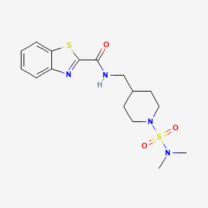 molecular formula C16H22N4O3S2 B2484496 N-((1-(N,N-dimethylsulfamoyl)piperidin-4-yl)methyl)benzo[d]thiazole-2-carboxamide CAS No. 2034293-46-2