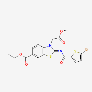 molecular formula C18H15BrN2O5S2 B2484501 Ethyl 2-(5-bromothiophene-2-carbonyl)imino-3-(2-methoxy-2-oxoethyl)-1,3-benzothiazole-6-carboxylate CAS No. 897734-01-9