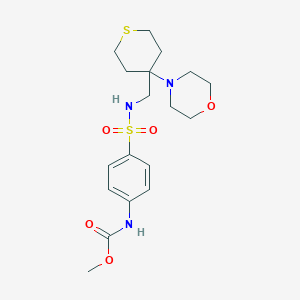 molecular formula C18H27N3O5S2 B2484503 methyl N-[4-({[4-(morpholin-4-yl)thian-4-yl]methyl}sulfamoyl)phenyl]carbamate CAS No. 2380179-02-0